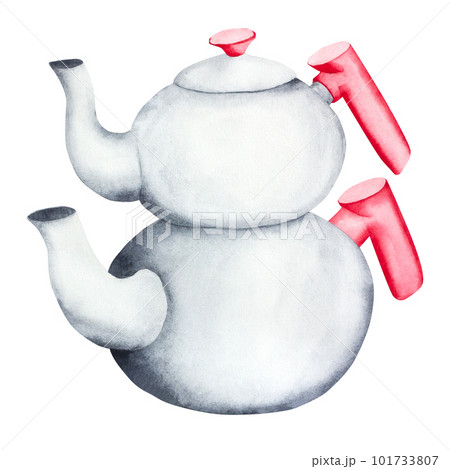 Turkish teapot. Watercolor illustration on isolated background. Can be used for your design cards, posters, prints 101733807