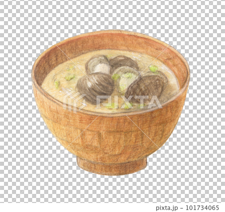 Miso soup with clams watercolor pencil analog illustration Miso soup with clams watercolor pencil analog illustration 101734065
