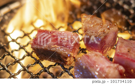 炭火網焼きで焼くジューシーな高級焼肉 焼き肉 焼肉 BBQ 和牛 炭火網焼きで焼くジューシーな高級焼肉 焼き肉 焼肉 BBQ 和牛 101734110