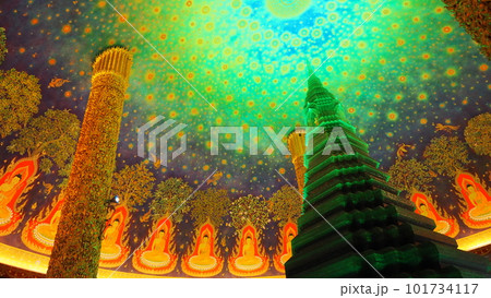 タイ バンコク ワット・パクナム エメラルド寺院 101734117