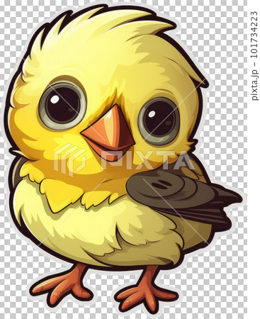 Funny and cute bird transparency sticker, American Goldfinch. 101734223