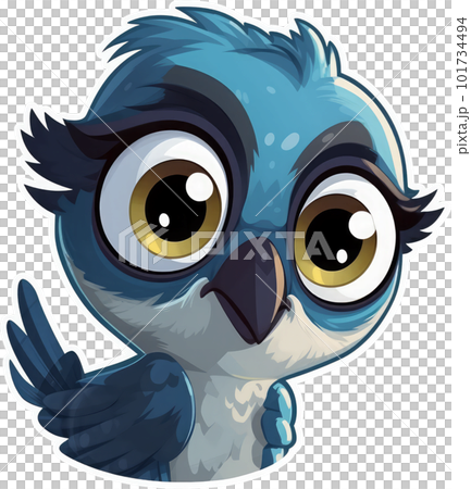 Funny and cute bird transparency sticker, Blue Jay. Funny and cute bird transparency sticker, Blue Jay. 101734494