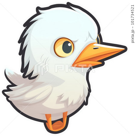 Funny and cute bird transparency sticker, Cattle Egret. 101734521