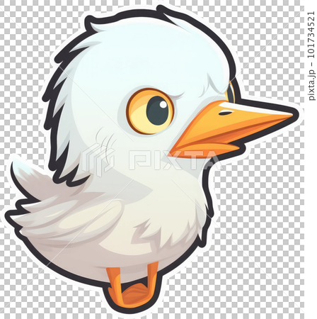 Funny and cute bird transparency sticker, Cattle Egret. 101734521