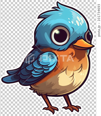 Funny and cute bird transparency sticker, Eastern Bluebird. Funny and cute bird transparency sticker, Eastern Bluebird. 101734693