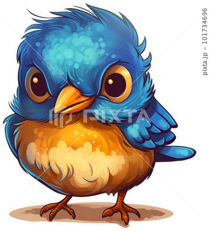 Funny and cute bird transparency sticker, Blue - Stock Illustration  [101734496] - PIXTA