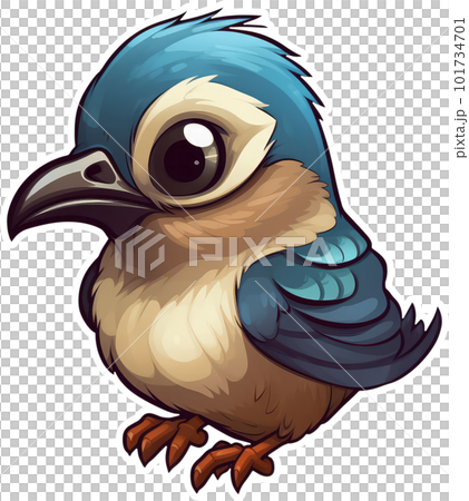 Funny and cute bird transparency sticker, Eurasian Jay. 101734701