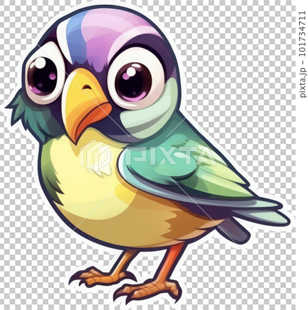 Funny and cute bird transparency sticker, Gouldian Finch. 101734711