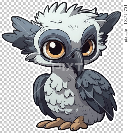 Funny and cute bird transparency sticker, Harpy Eagle. 101734751