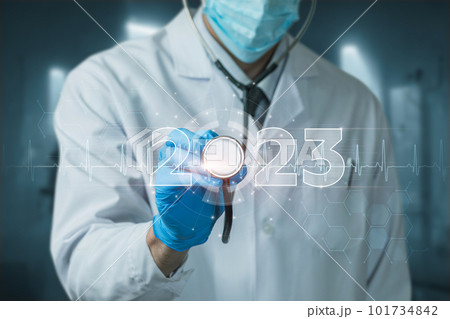 Concept of the New Year 2023 in medicine . 101734842