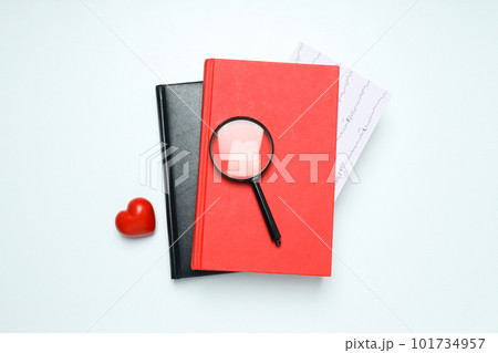 Medical literature - books and doctors accessories on white background Medical literature - books and doctors accessories on white background 101734957