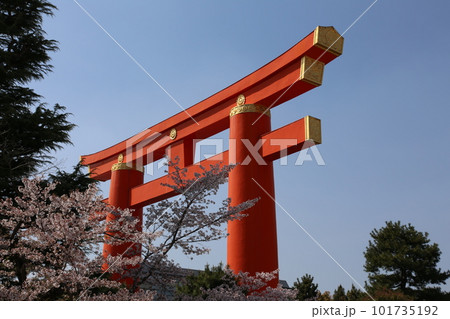 平安神宮　大鳥居　鳥居　平安神宮大鳥居　朱塗り 101735192