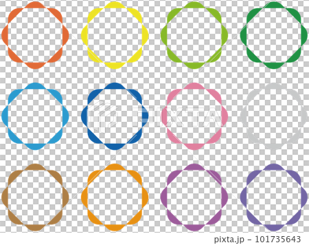 簡約可愛的花朵狀圓框素材套裝 101735643