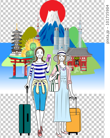 參觀日本旅遊景點的女遊客 101735984