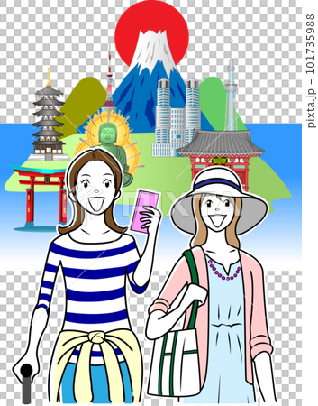 Female tourist visiting tourist attractions in Japan Female tourist visiting tourist attractions in Japan 101735988