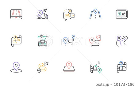 Road map line icons. Journey path, Route map...のイラスト素材 [101737186] - PIXTA