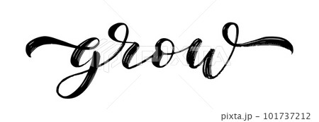GROW word hand drawn brush calligraphy. Black text grow on white background. Vector illustration GROW word hand drawn brush calligraphy. Black text grow on white background. Vector illustration 101737212