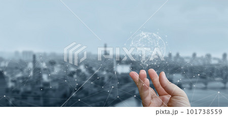 Hand shows internet communications . Hand shows internet communications . 101738559