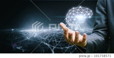 The hand shows a brain made of connections. 101738571
