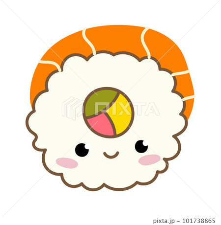 Sushi kawaii. Japanese funny food. Vector cartoon cute manga character. 101738865