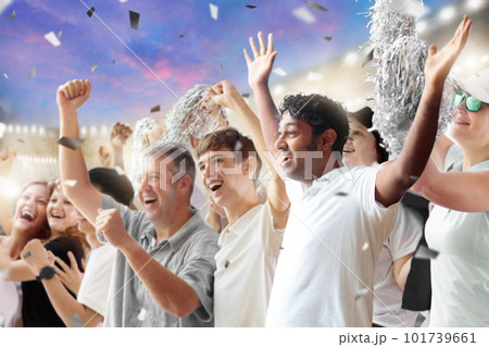 Football team supporter. Black and white stadium. Football team supporter. Black and white stadium. 101739661