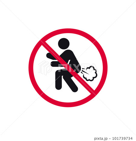 No farting prohibited sign, no fart forbidden modern round sticker, vector illustration No farting prohibited sign, no fart forbidden modern round sticker, vector illustration 101739734