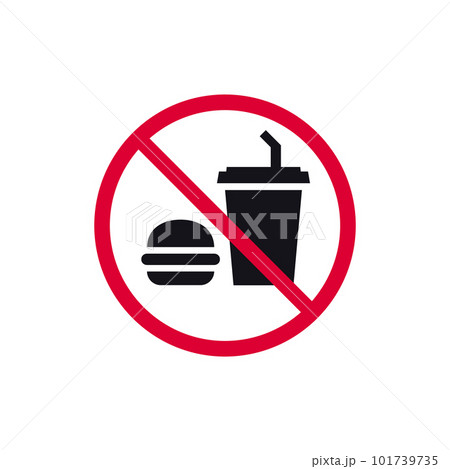 No food or drink prohibited sign, forbidden modern round sticker, vector illustration No food or drink prohibited sign, forbidden modern round sticker, vector illustration 101739735