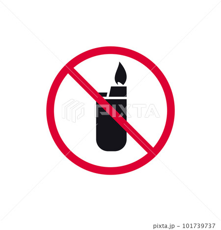 Lighter not allowed prohibited sign, forbidden modern round sticker, vector illustration Lighter not allowed prohibited sign, forbidden modern round sticker, vector illustration 101739737