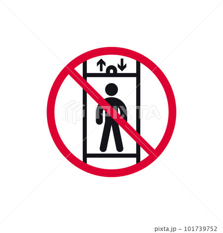 Do not use this lift for people prohibited sign, forbidden modern round sticker, vector illustration Do not use this lift for people prohibited sign, forbidden modern round sticker, vector illustration 101739752