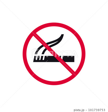 No smoking prohibited sign, no tobacco day forbidden modern round sticker, vector illustration 101739753