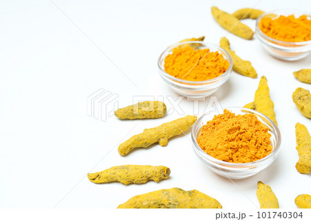 Fragrant seasoning - turmeric, one of the main ingredients in Indian curry Fragrant seasoning - turmeric, one of the main ingredients in Indian curry 101740304