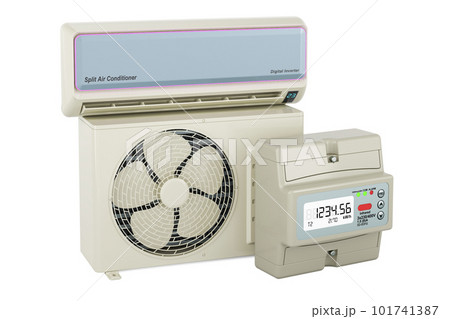Electric meter with air conditioner, 3D rendering 101741387