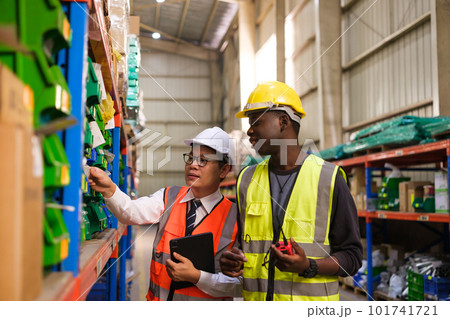 Industrial worker working at warehose factory. Industrial worker working at warehose factory. 101741721
