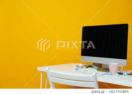 Messy office workplace, workplace and workspace concept 101741864