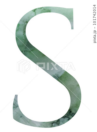 Watercolor teal green letter S isolated illustration, wedding and greeting design element Watercolor teal green letter S isolated illustration, wedding and greeting design element 101742014