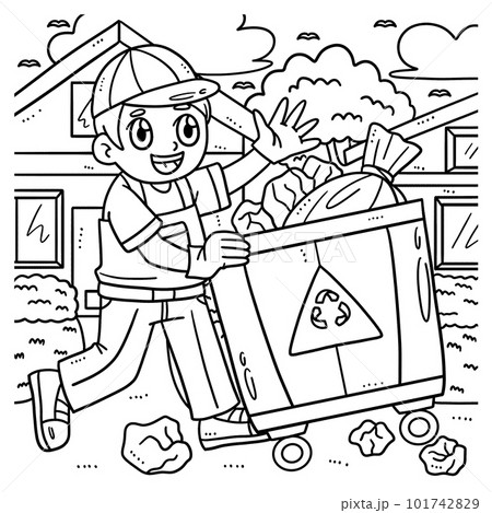 garbage man coloring page