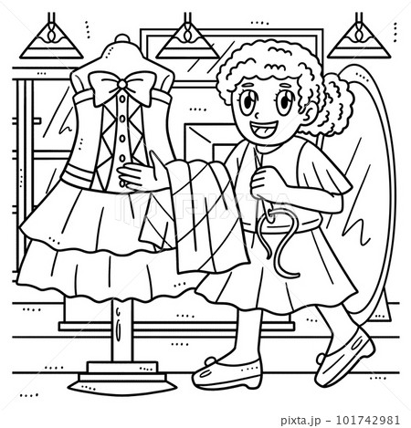 Labor Day Seamstress and Dress Coloring Page Labor Day Seamstress and Dress Coloring Page 101742981