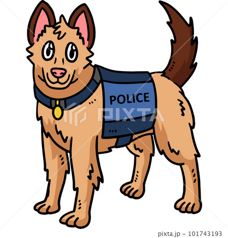 Police Dog Cartoon Colored Clipart Illustrationのイラスト素材