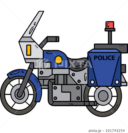 Police Motorcycle Cartoon Colored Clipart  101743254