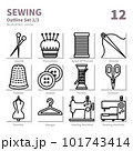 Sewing icons set, Detailed Outline, vector and illustration set 1 101743414