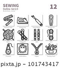 Sewing icons set, Detailed Outline, vector and illustration set 2 101743417