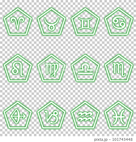 Green pentagonal neon constellation set Green pentagonal neon constellation set 101743448