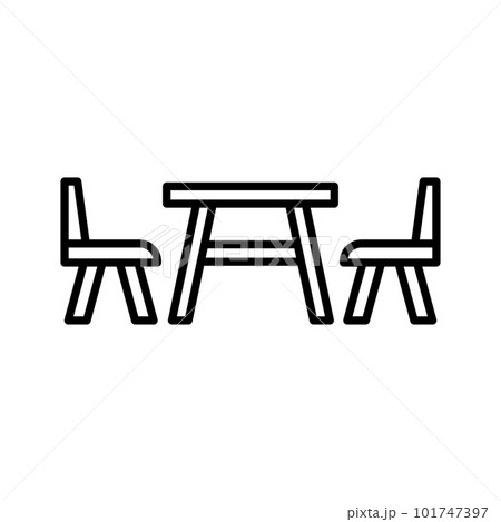 Dining table and chairs icon. Terrace cafe symbol. Bistro. 101747397