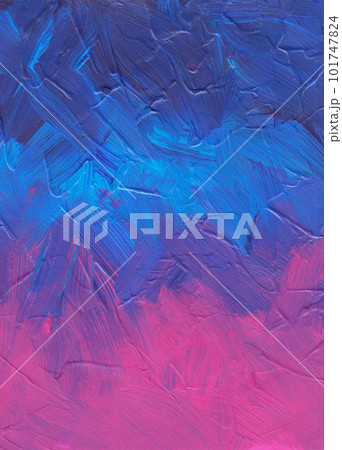 Blue and pink gradient background painting. Abstract modern art. Brush strokes textured backdrop. 101747824