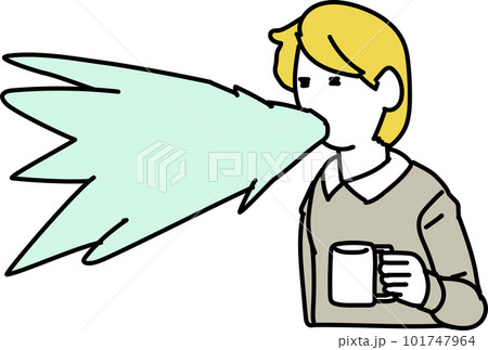 お茶を吹く男性 101747964