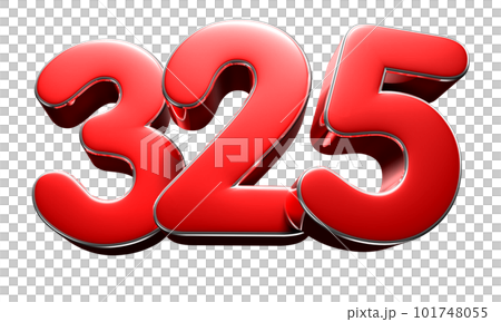Number 325 red 3D illustration. Number 325 red 3D illustration. 101748055