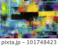 A colorful, abstract painting in the contemporary art style of Jackson Pollock, with blocks of vibrant color - Generative AI 101748423