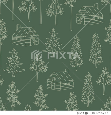 Seamless pattern illustration of cabin nature...のイラスト素材 [101748747] - PIXTA