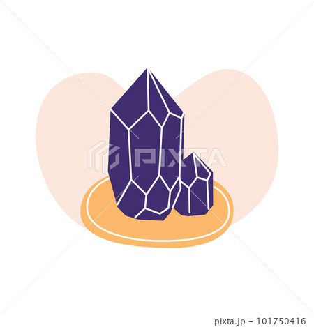 Amethyst Crystal Shard. Flat cartoon vector illustration, isolated on a white background 101750416