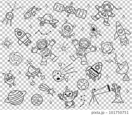 手書き風宇宙のイラストセットのイラスト素材 [101750751] - PIXTA